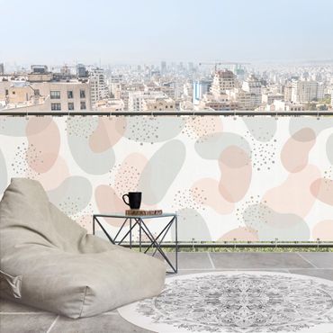Balcony privacy screen - Large Pastel Circular Shapes with Dots