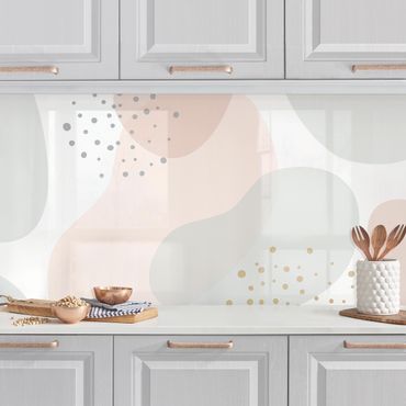 Kitchen wall cladding - Large Pastel Circular Shapes with Dots