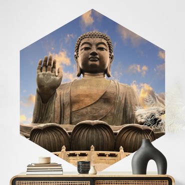 Self-adhesive hexagonal pattern wallpaper - Big Buddha