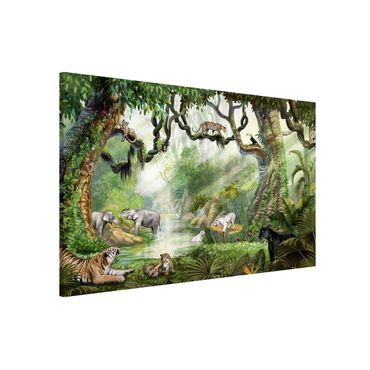 Magnetic memo board - Big cats in the jungle oasis