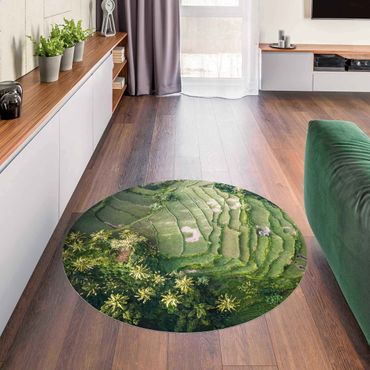 Vinyl Floor Mat round - Green Terraces