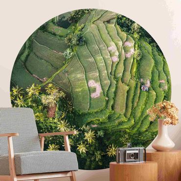 Self-adhesive round wallpaper - Green Terraces