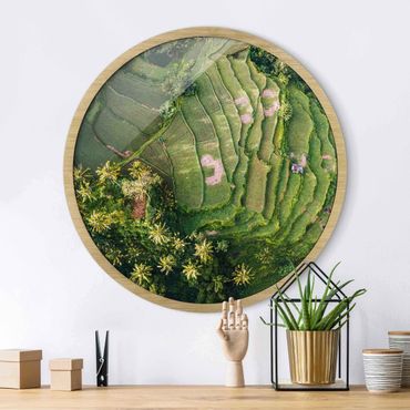 Circular framed print - Green Terraces