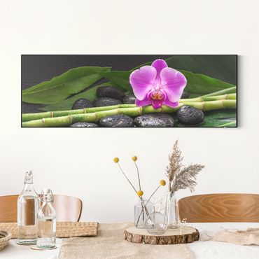 Interchangeable print - Green bamboo With Orchid Flower