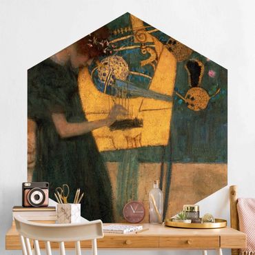 Self-adhesive hexagonal pattern wallpaper - Gustav Klimt - Music