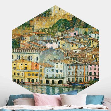 Self-adhesive hexagonal pattern wallpaper - Gustav Klimt - Malcesine On Lake Garda