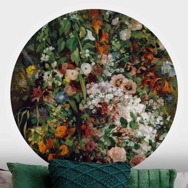 Self-adhesive round wallpaper - Gustave Courbet - Bouquet of Flowers in a Vase