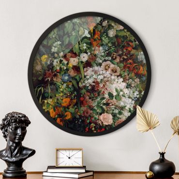 Circular framed print - Gustave Courbet - Bouquet In Vase