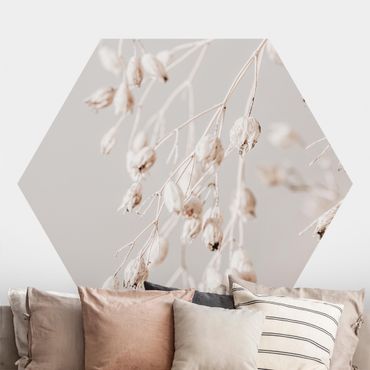 Self-adhesive hexagonal pattern wallpaper - Hanging Dried Buds
