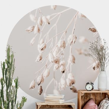 Self-adhesive round wallpaper - Hanging Dried Buds