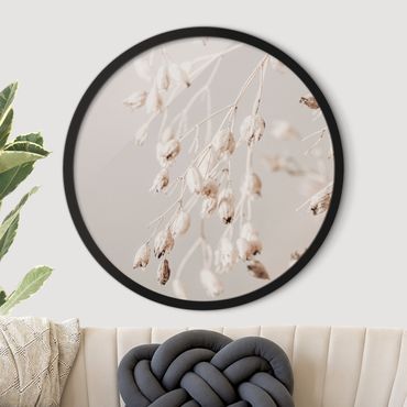 Circular framed print - Hanging Dried Buds
