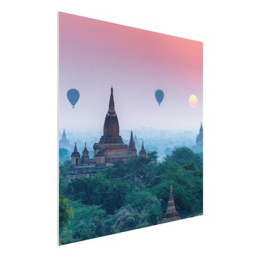 Print on forex - Hot-Air Balloon Above Temple Complex  - Square 1:1