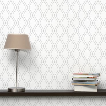 Wallpaper - Bright Retro Pattern With Grey Waves