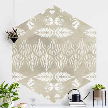 Self-adhesive hexagonal pattern wallpaper - Bright Tropical Ethno Design