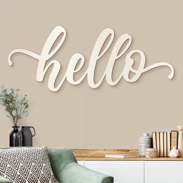Wooden wall decoration 3D Text - hello Handlettering