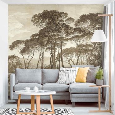 Wallpaper - Hendrik Voogd Landscape With Trees In Beige