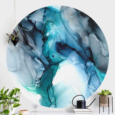 Self-adhesive round wallpaper - Falling Rain Clouds