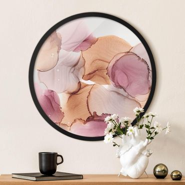 Circular framed print - Autumn Vibes In Purple And Copper