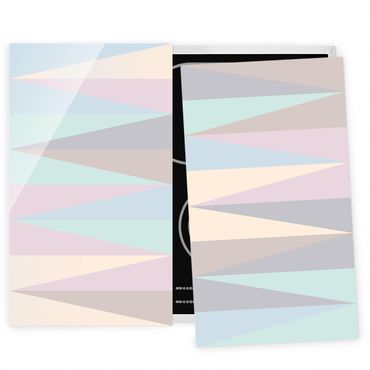 Glass stove top cover - Triangles In Pastel Colours