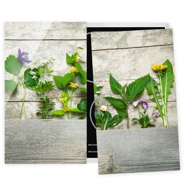 Glass stove top cover - Medicinal and Meadow Herbs