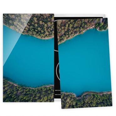 Glass stove top cover - Aerial View - Deep Blue Sea