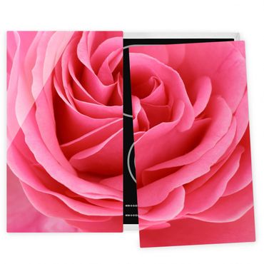 Glass stove top cover - Lustful Pink Rose