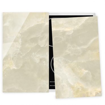 Glass stove top cover - Onyx Marble Cream