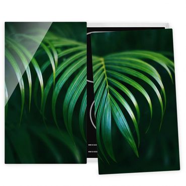 Glass stove top cover - Palm Fronds