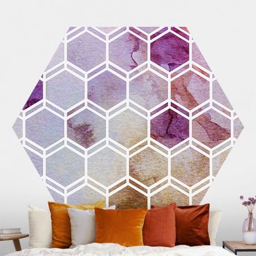 Self-adhesive hexagonal pattern wallpaper - Hexagonal Dreams Watercolour In Berry