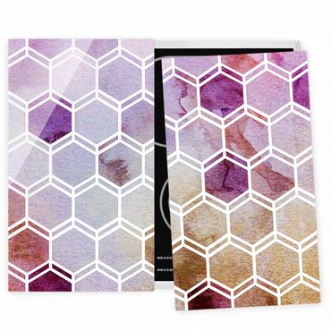 Stove top covers - Hexagonal Dreams Watercolour In Berry