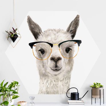Self-adhesive hexagonal pattern wallpaper - Hip Lama With Glasses I