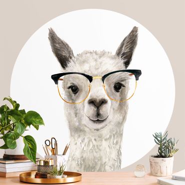 Self-adhesive round wallpaper kids - Hip Lama With Glasses I