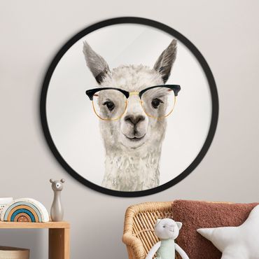 Circular framed print - Hip Lama With Glasses I