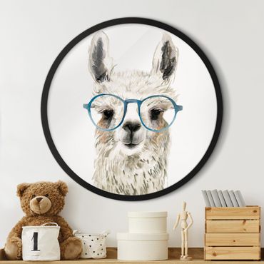 Circular framed print - Hip Lama With Glasses Ill