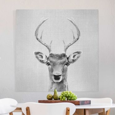 Canvas print - Deer Heinrich Black And White - Square 1:1