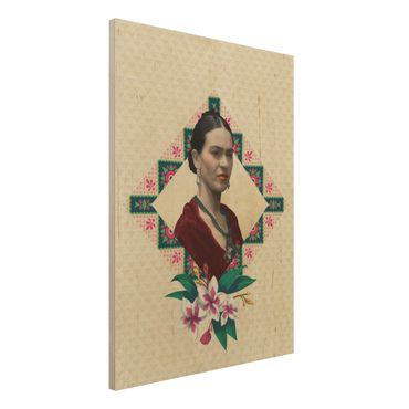Wood print - Frida Kahlo - Flowers And Geometry
