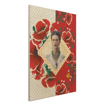 Wood print - Frida Kahlo - Poppies