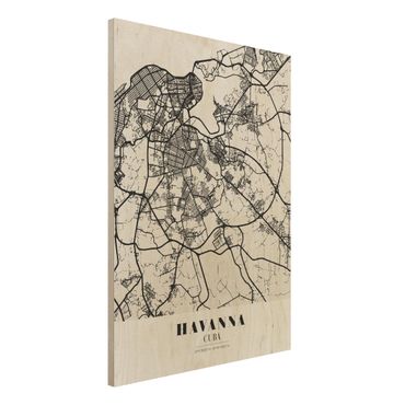 Wood print - Havana City Map - Classic