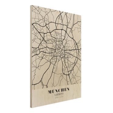 Wood print - Munich City Map - Classic