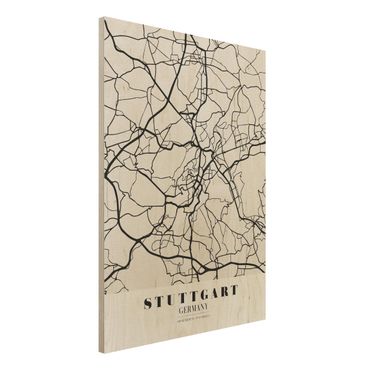 Wood print - Stuttgart City Map - Classic