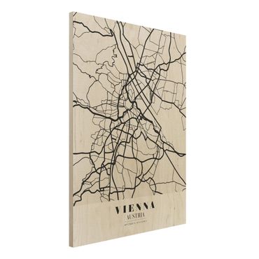 Wood print - Vienna City Map - Classic