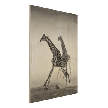 Wood print - Giraffe Hunt