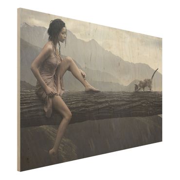 Wood print - Jane In The Rain
