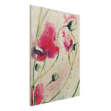 Wood print - Painted Poppies