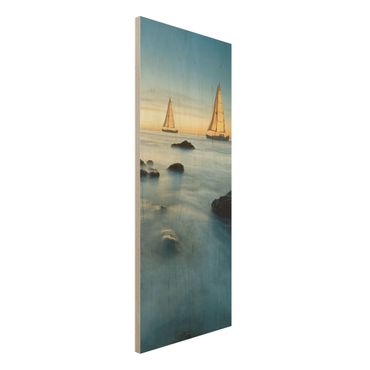 Wood print - Sailboats On the Ocean