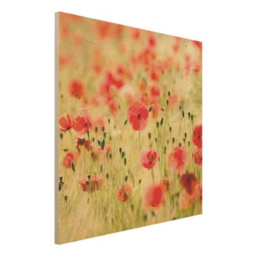 Wood print - Summer Poppies