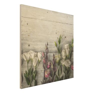 Wood print - Tulip Rose Shabby Wood Look