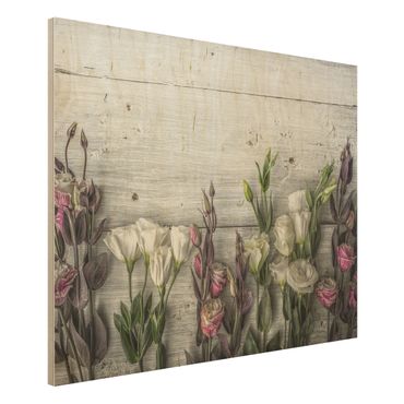 Wood print - Tulip Rose Shabby Wood Look