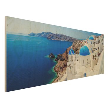 Wood print - View Over Santorini
