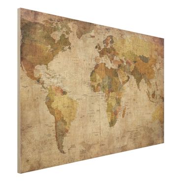 Wood print - World map
